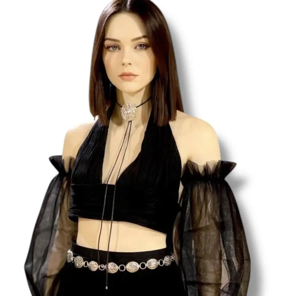 Black Long Tulle Puff Ruffle Arm Covers Sleeves OSFM NWT